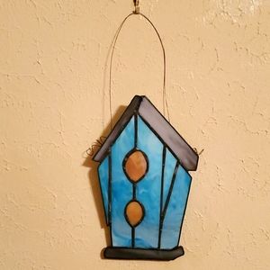 Stain glass birdhouse decor